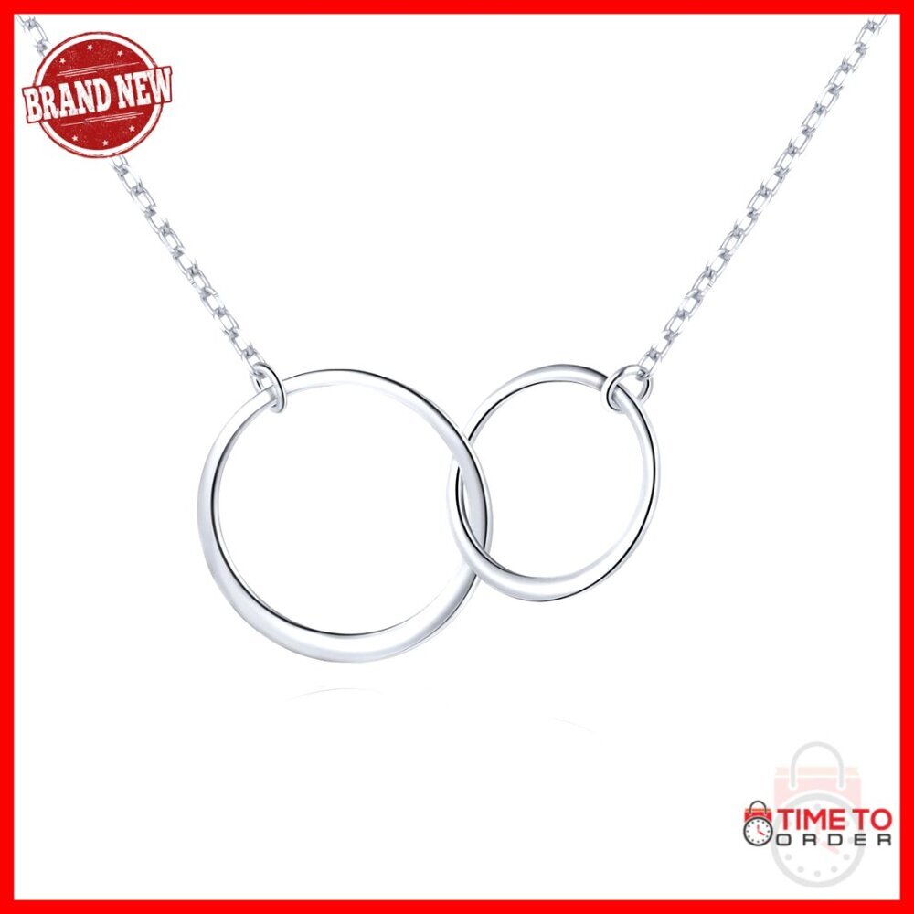 Sterling Silver Infinity Circle Pendant Necklace with Rolo Chain 20 Inches